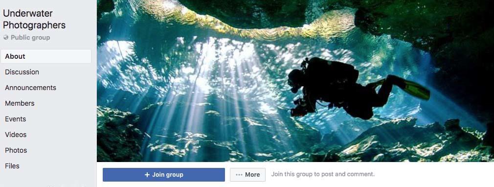 Underwater Photographers Facebook Group Page